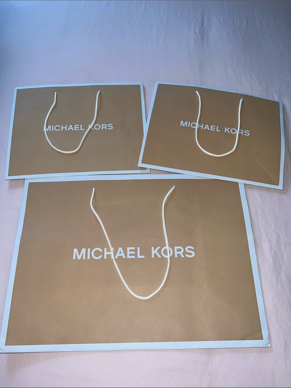 Michael Kors Tan Shopping Bags with White Logo